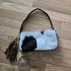 NEW Catchfly Women's Cowhide Convertible Shoulder Bag White Brown Black